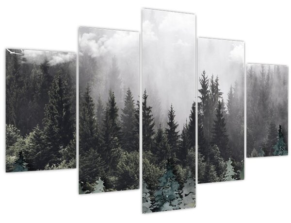 Tablou - Pădure cu elemente ilustrate (150x105 cm)