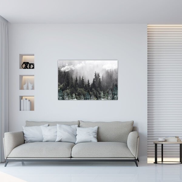 Tablou - Pădure cu elemente ilustrate (90x60 cm)