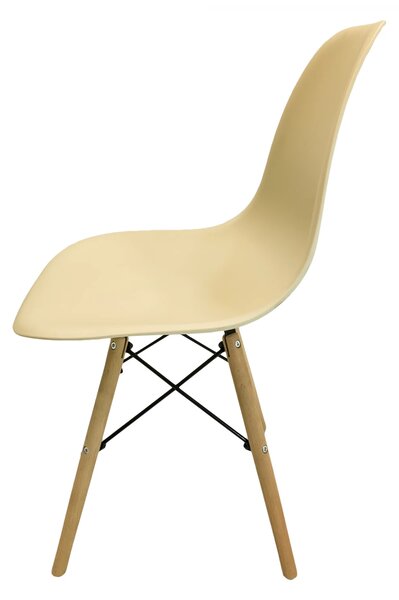 Scaun Malmo, DENVER, sezut tip scoica bej, picioare lemn, 46x54x80 cm