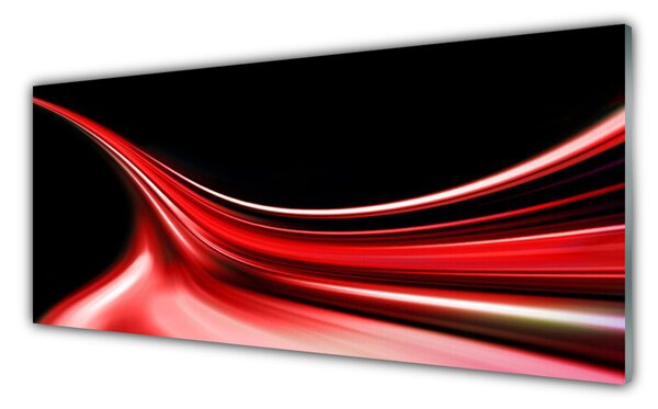 Tablou pe sticla Abstract Lines Art Rosu Negru
