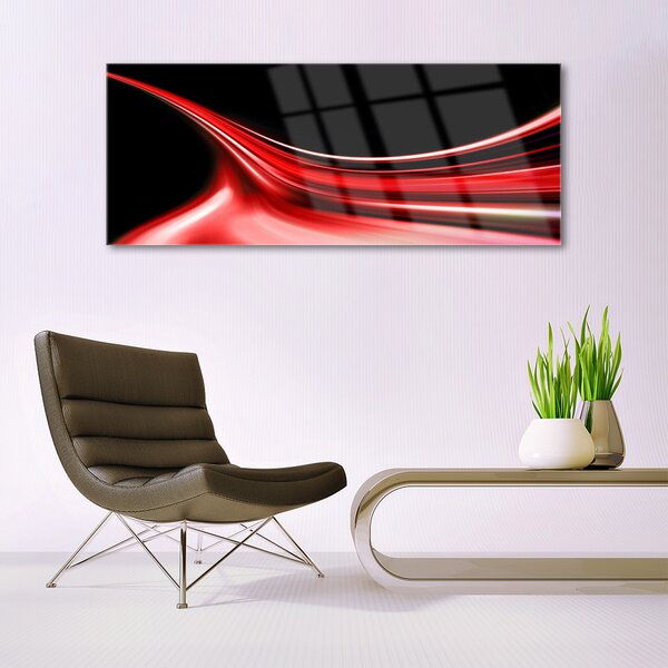 Tablou pe sticla Abstract Lines Art Rosu Negru