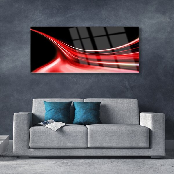 Tablou pe sticla Abstract Lines Art Rosu Negru