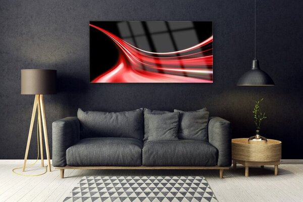 Tablou pe sticla Abstract Lines Art Rosu Negru