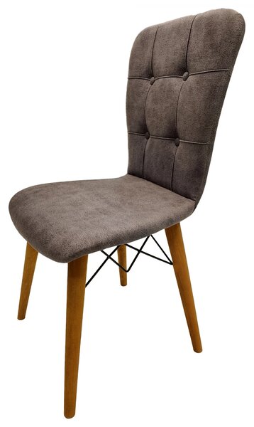 Scaun Napoli, DENVER, stofa gri inchis, picioare lemn, 47x53x88 cm
