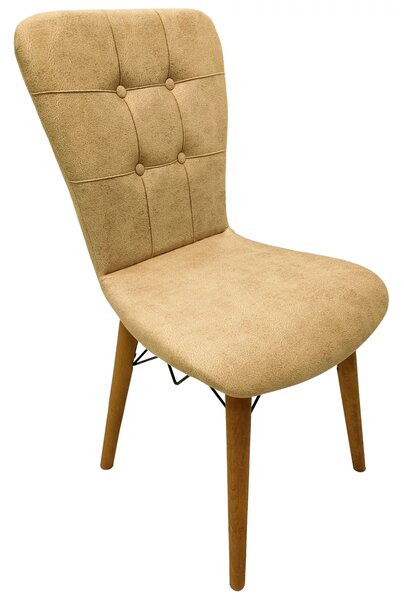 Scaun Napoli, DENVER, stofa bej, picioare lemn, 47x53x88 cm