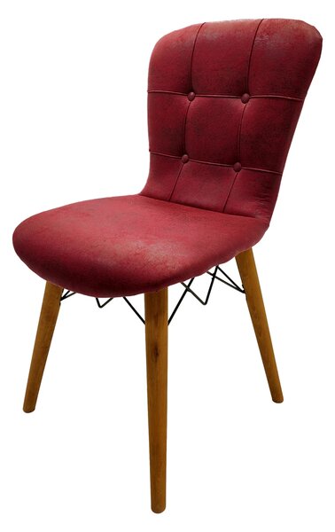 Scaun Napoli, DENVER, stofa bordo, picioare lemn, 47x53x88 cm