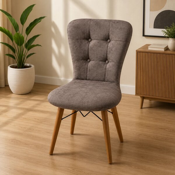 Scaun Napoli, DENVER, stofa gri inchis, picioare lemn, 47x53x88 cm