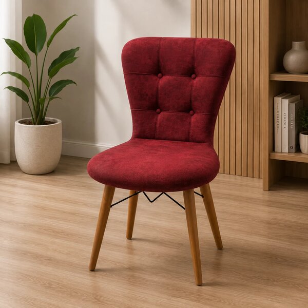 Scaun Napoli, DENVER, stofa bordo, picioare lemn, 47x53x88 cm