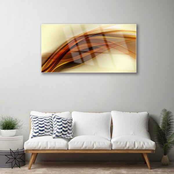 Tablou pe sticla Abstract Art Alb Portocaliu Maro