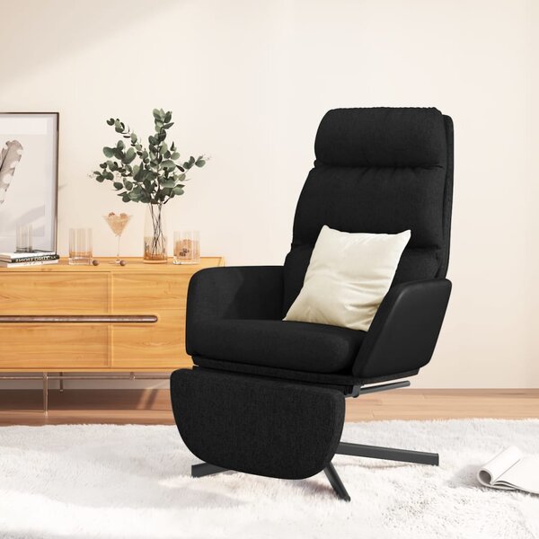 Scaun de relaxare cu suport pentru picioare, negru, textil