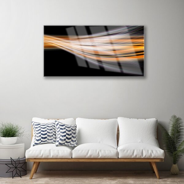 Tablou pe sticla Abstract Art Negru Gri Portocaliu