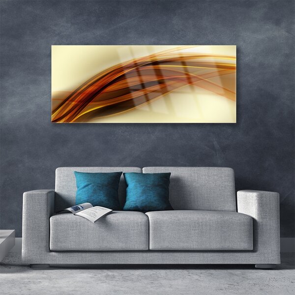 Tablou pe sticla Abstract Art Alb Portocaliu Maro