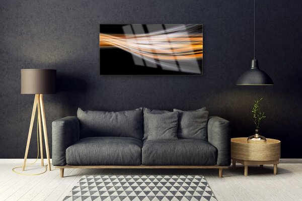 Tablou pe sticla Abstract Art Negru Gri Portocaliu