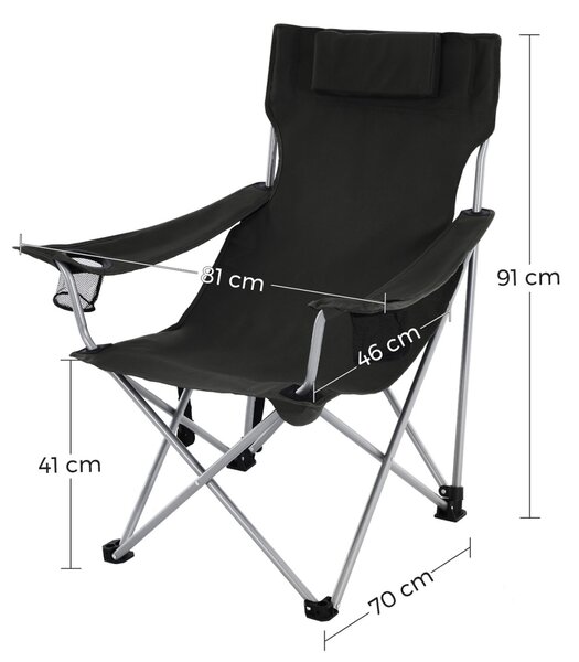 Scaun de camping Songmics Negru 81x70x91 cm