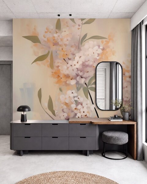 Tapet Ramuri abstracte cu flori, Imagini de fundal unice, w05872 : Uwalls.ro