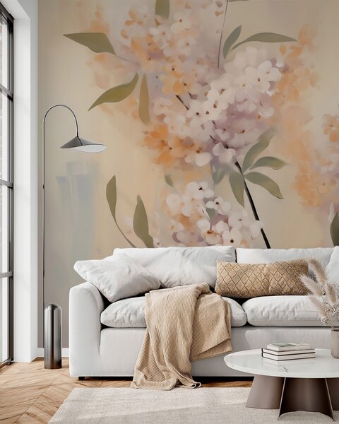 Tapet Ramuri abstracte cu flori, Imagini de fundal unice, w05872 : Uwalls.ro