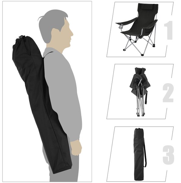 Scaun de camping Songmics Negru 81x70x91 cm