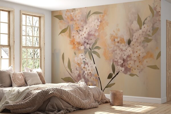 Tapet Ramuri abstracte cu flori, Imagini de fundal unice, w05872 : Uwalls.ro