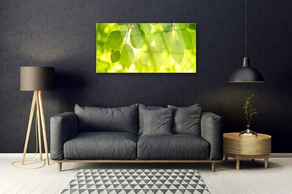 Tablou pe sticla Frunze verde florale