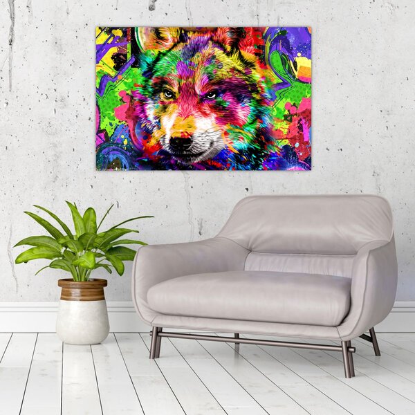Tablou - Lupul cu graffiti (90x60 cm)