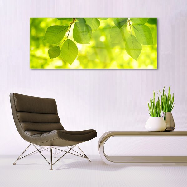 Tablou pe sticla Frunze verde florale