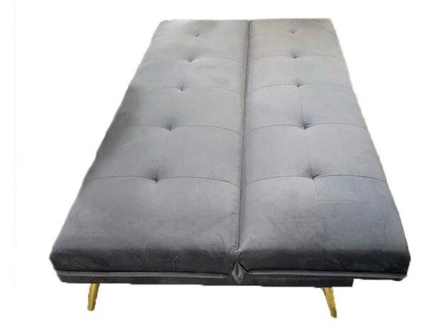 Canapea extensibila MORITZ, gri/auriu, stofa catifelata/metal, 181x88/