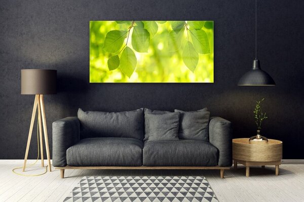 Tablou pe sticla Frunze verde florale