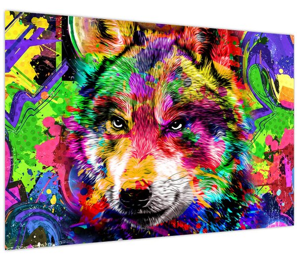 Tablou - Lupul cu graffiti (90x60 cm)