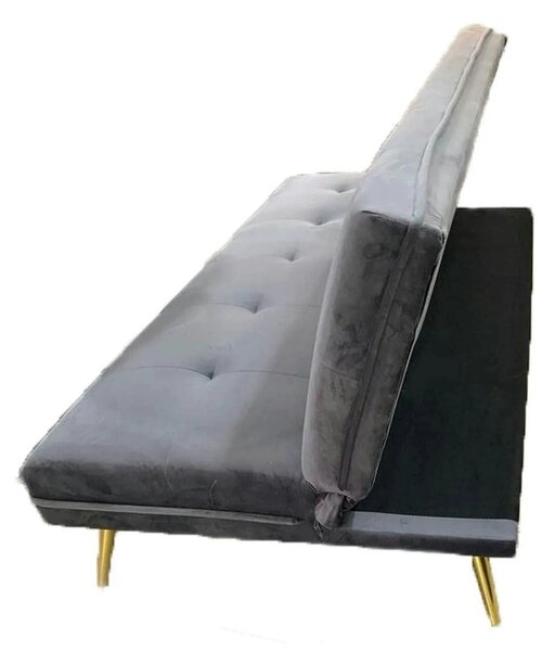 Canapea extensibila MORITZ, gri/auriu, stofa catifelata/metal, 181x88/