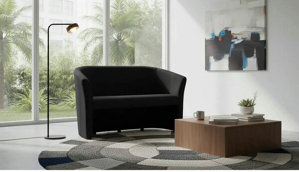 Canapea TM-2, negru, piele ecologica, 126x60x76 cm