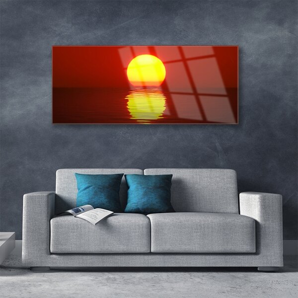 Tablou pe sticla Sea Sunset Peisaj Orange Galben