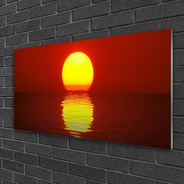 Tablou pe sticla Sea Sunset Peisaj Orange Galben