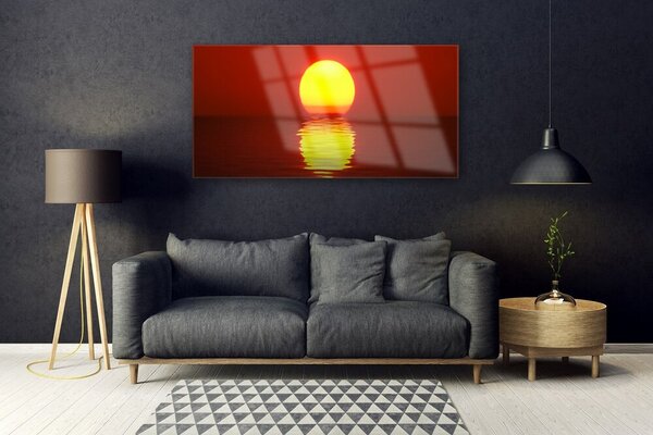 Tablou pe sticla Sea Sunset Peisaj Orange Galben
