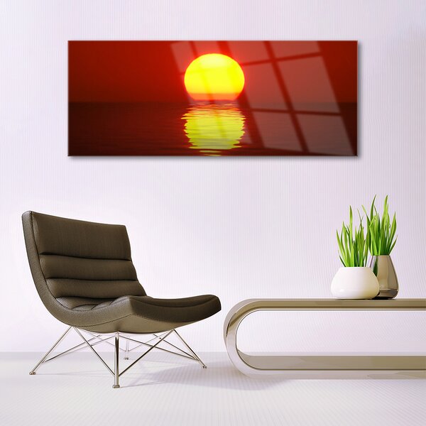 Tablou pe sticla Sea Sunset Peisaj Orange Galben