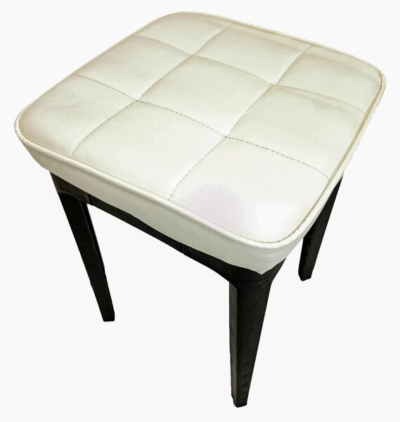 Taburet Kiev, piele ecologica alba, cadru plastic, 31x31x47 cm