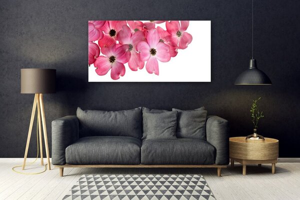 Tablou pe sticla Flori Floral Roz Alb