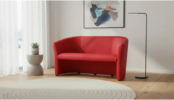 Canapea TM-3, rosu, piele ecologica, 160x60x76 cm