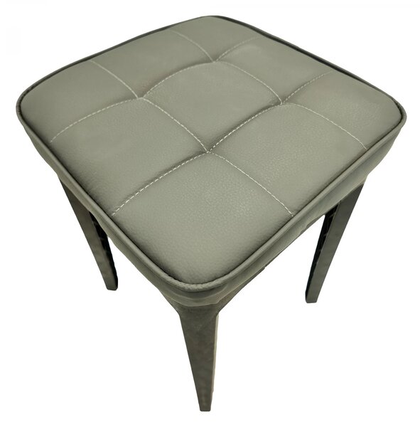 Taburet Kiev, piele ecologica gri, cadru plastic, 31x31x47 cm