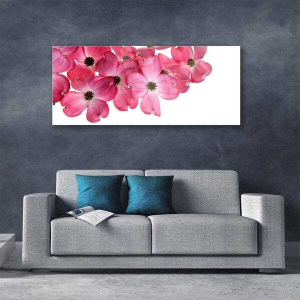 Tablou pe sticla Flori Floral Roz Alb