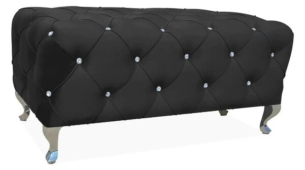 Taburet HESTIA, stofa catifelata negru - Bluvel 19, 100x50x46 cm