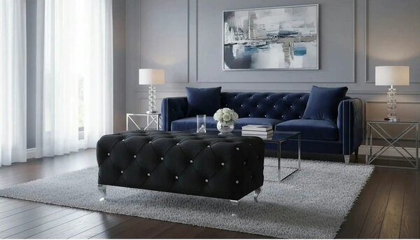 Taburet HESTIA, stofa catifelata negru - Bluvel 19, 100x50x46 cm