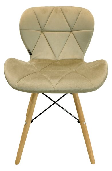 Scaun Oslo, DENVER, catifea bej, picioare lemn, 48x39x74 cm