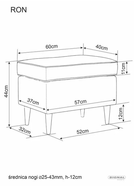Taburet RON, stofa catifelata albastru inchis - Bluvel 86, 60x40x44 cm