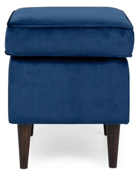 Taburet RON, stofa catifelata albastru inchis - Bluvel 86, 60x40x44 cm