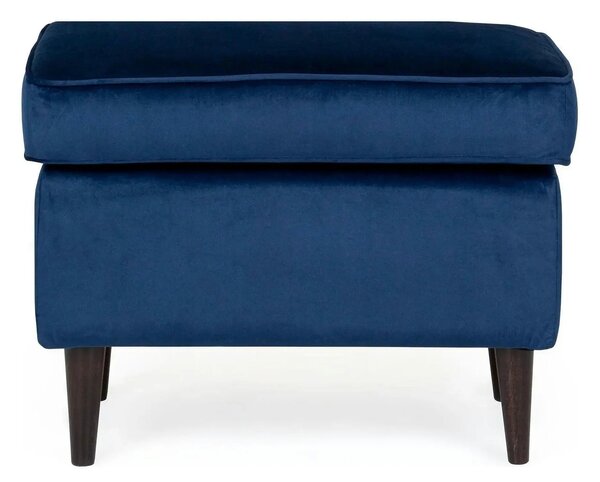Taburet RON, stofa catifelata albastru inchis - Bluvel 86, 60x40x44 cm