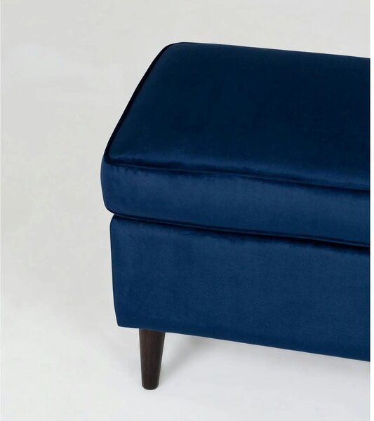 Taburet RON, stofa catifelata albastru inchis - Bluvel 86, 60x40x44 cm