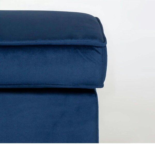 Taburet RON, stofa catifelata albastru inchis - Bluvel 86, 60x40x44 cm