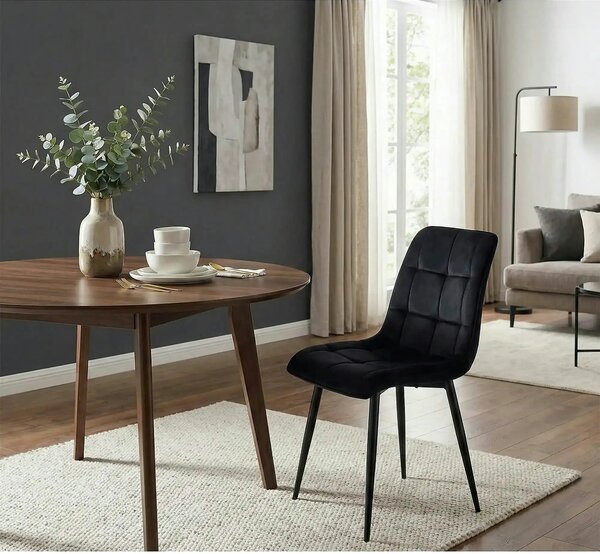 Scaun CHIC, negru, stofa catifelata/metal, 50x58x88 cm