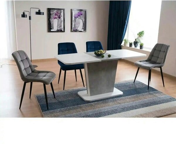 Scaun CHIC, albastru/negru, stofa catifelata/metal 50x58x88 cm