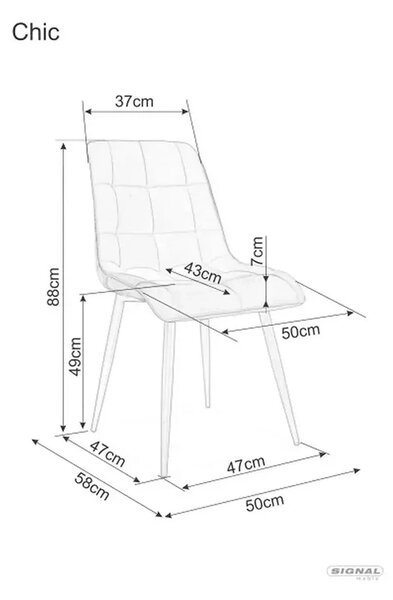 Scaun CHIC, caramiziu/negru, stofa catifelata/metal, 50x58x88 cm